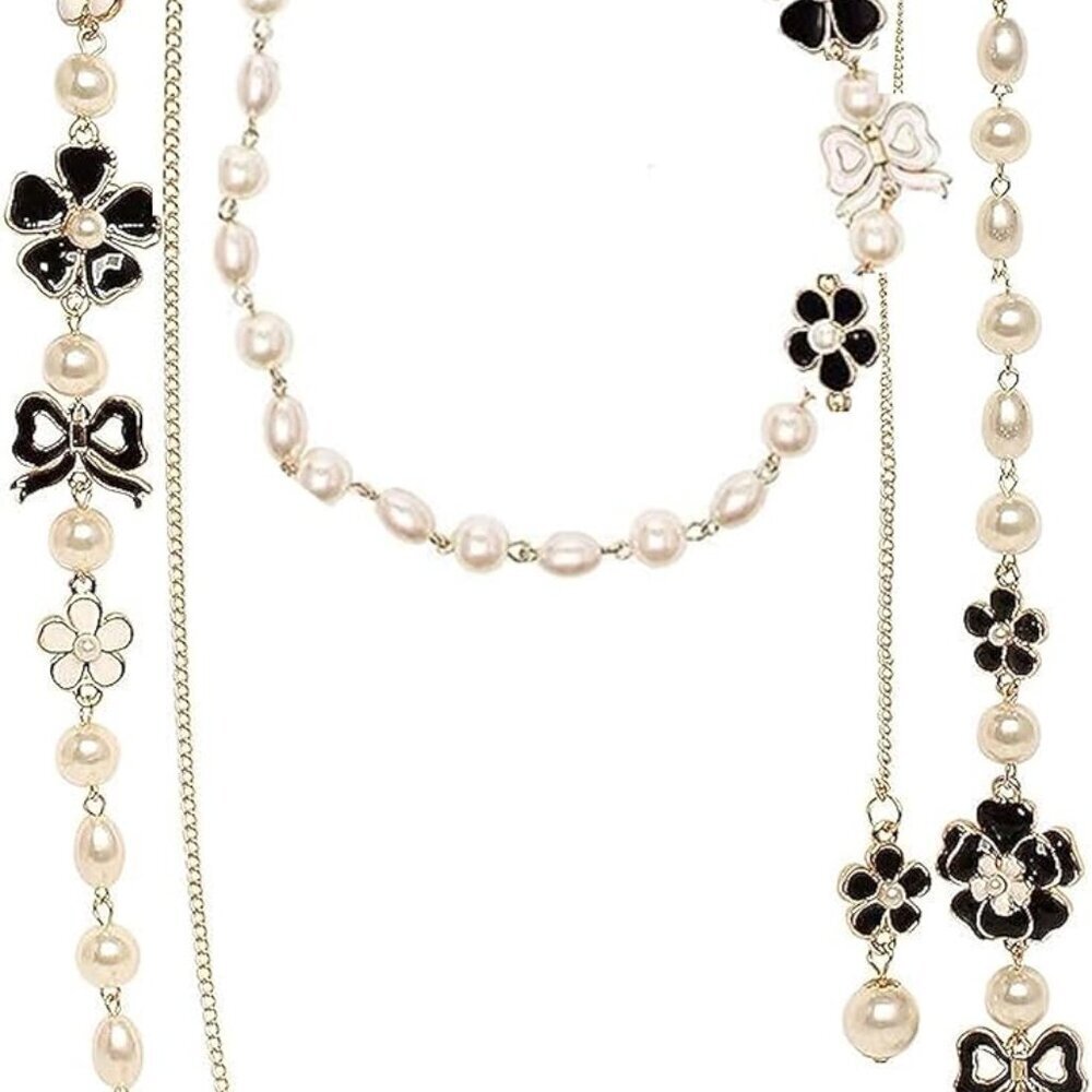 Elegant Layered Pearl Necklace for Women Statement with Designer-Inspired Flower